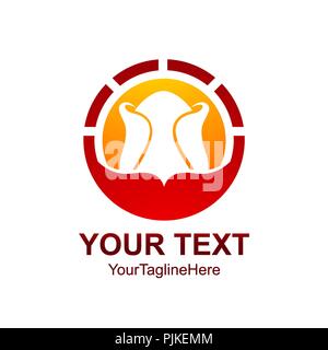 Creative abstract circle petals vector logo design template element. Colored red orange concept icon Stock Vector