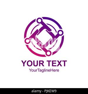 Creative abstract circle tech rotate vector logo design template element. Colored purple concept icon Stock Vector