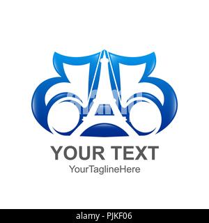 Initial letter BB logo template colored blue with eiffel tower design for business and company identity Stock Vector