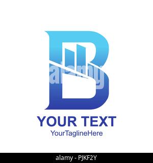 Initial letter b logo template colored blue graph chart design for business and company identity Stock Vector