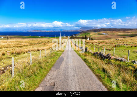 Culkein North Road near Clashmore and Stoer with Ben More in the background Stock Photo