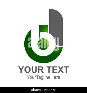Round initial letter BD or DB logo design template element colored green grey for business and company identity Stock Vector