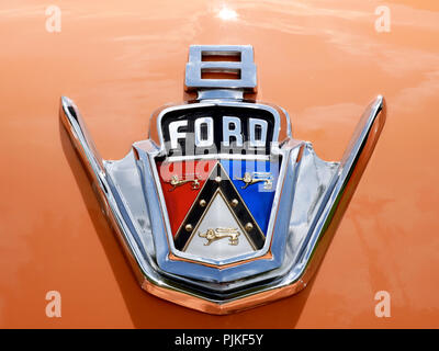 Details of american 50s cars during an exhibition in Medellín Colombia Ford V8 Stock Photo