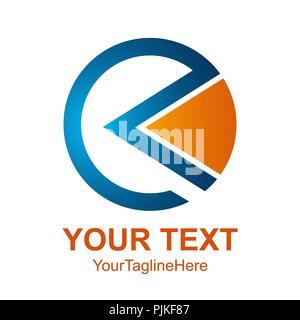 Creative abstract circle arrow vector logo design template element. Colored blue orange concept icon Stock Vector