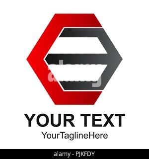 Initial letter CB logo design template element colored black red hexagon for business and company identity Stock Vector
