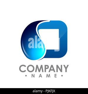 3d water and square shape combined vector - white background. graphic design elements, icons or logo. Vector illustration Stock Vector