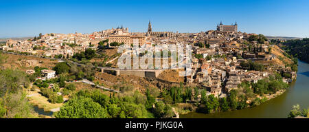 Panorama, Spain, Toledo, view from the south bank of the Tagus river Stock Photo