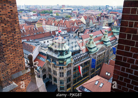 Poland, Wroclaw, view from the Magdalenenkirche (church) to the former trading house of the brothers Barasch
