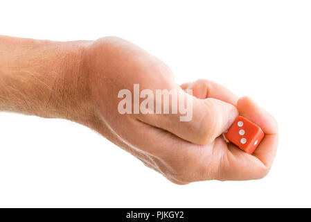 Hand Throwing And Rolling Dice Gambler Tossing Five Red Poker And Casino  Dice On Table Man Gambling Or Playing Board Game Stock Photo - Download  Image Now - iStock