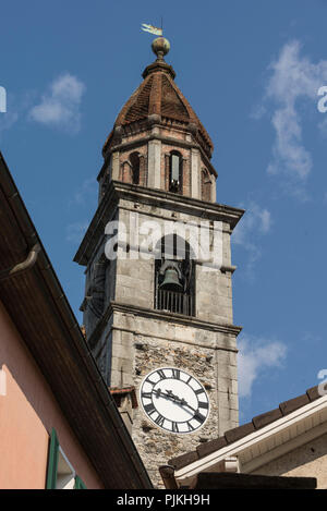 Church tower of the SS. Pietro e Paolo church in Ascona, Lake Maggiore, Ticino, Switzerland Stock Photo