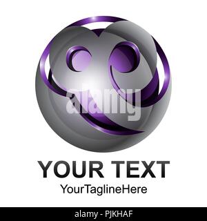 Creative abstract sphere vector logo design template element. Colored silver purple concept icon Stock Vector