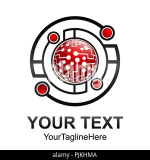 Creative abstract circle geomtric technology vector logo design template element. Colored black red concept icon Stock Vector