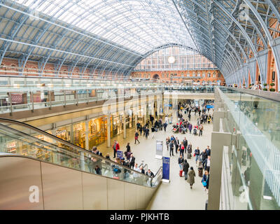 London, APR 24: The beautiful St. Pancras International station on APR 24, 2018 at London, United Kingdom Stock Photo