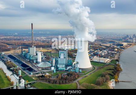 STEAG power plant Duisburg Walsum, coal-fired power station, fossil energy, cooling tower, smoke cloud, Duisburg, Ruhr area, North Rhine-Westphalia, Germany Stock Photo