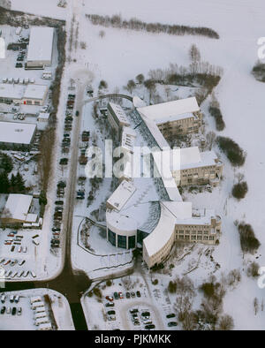 Aerial view, Witten, University of Witten Herdecke Private University in the Snow, Witten, Ruhr Area, North Rhine-Westphalia, Germany, Europe Stock Photo