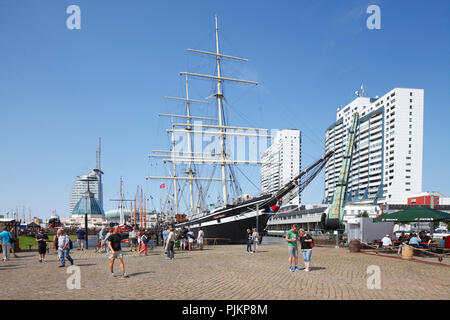 Shopping center Columbus Center and German Maritime Museum with windjammer Seute Deern in the museum harbor, Bremerhaven, Bremen, Germany Stock Photo