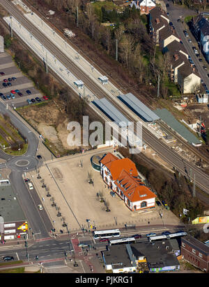 Moers central station with station forecourt, Moers, Ruhr area, Lower Rhine, North Rhine-Westphalia, Germany Stock Photo