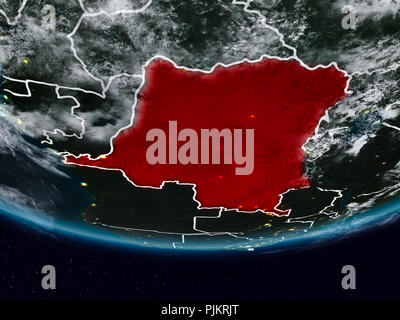 Night map of Democratic Republic of Congo as seen from space on planet ...