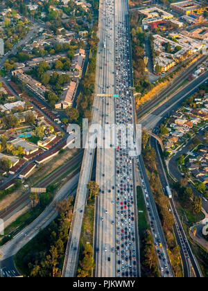 Traffic jam on the freeway on Long Beach Boulevard, Commerce, Los Angeles County, California, USA Stock Photo