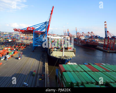 Mooring of a container ship Stock Photo