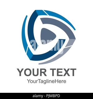 Concept abstract design media play logo template in blue and gray Stock Vector