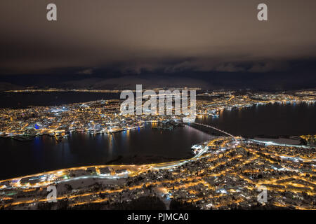 Europe, Norway, Troms, Tromsö (Tromsø) by night Stock Photo