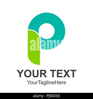 Letter logo modern abstract green icon of letter P for font logo Stock Vector
