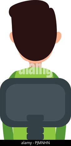 young man sitting on chair on back Stock Vector