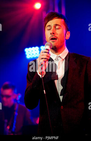 Flemish singer/composer Gustaph at the Radio 1 Sessies (Belgium, 13/10/2010) Stock Photo