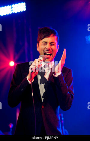 Flemish singer/composer Gustaph at the Radio 1 Sessies (Belgium, 13/10/2010) Stock Photo