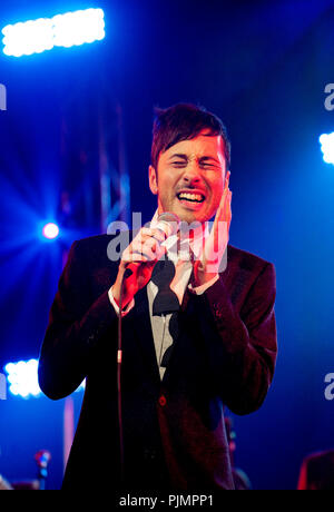 Flemish singer/composer Gustaph at the Radio 1 Sessies (Belgium, 13/10/2010) Stock Photo