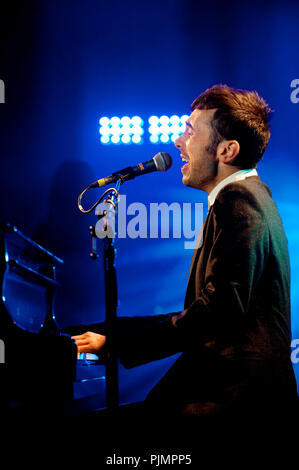 Flemish singer/composer Gustaph at the Radio 1 Sessies (Belgium, 13/10/2010) Stock Photo