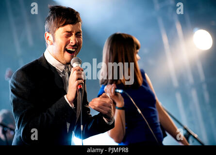 Flemish singer/composer Gustaph at the Radio 1 Sessies (Belgium, 13/10/2010) Stock Photo