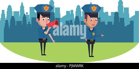 Cops in the city Stock Vector