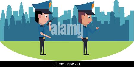 Cops in the city Stock Vector