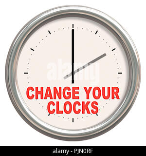 An image of a nice clock with "change your clocks" Stock Photo