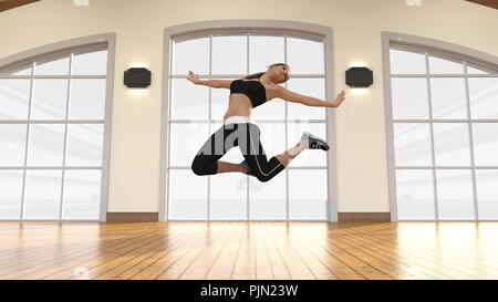 Hip Hop Dancer Practicing in a Dance Studio Stock Photo