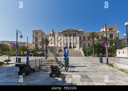 SYROS, GREECE - MAY 2, 2013: Center of the City of Ermopoli, Syros, Cyclades Islands, Greece Stock Photo