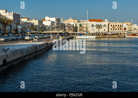 SYROS, GREECE - MAY 2, 2013: Port of the City of Ermopoli, Syros, Cyclades Islands, Greece Stock Photo