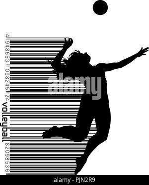 Woman female volleyball player silhouette vector background colorful ...