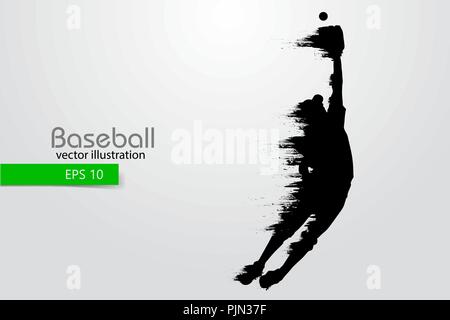 Silhouette of a baseball player. Color can be changed in one click. Vector illustration Stock Vector