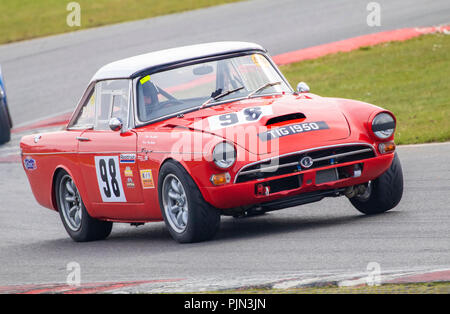 1965 Sunbeam Tiger, Class G, with driver Tony Eckford during the CSCC Racetruck Open Series race at Snetterton, Norfolk, UK. Stock Photo