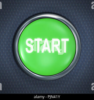 'A green button with the label: ''Start''', Ein gruener Knopf mit der Aufschrift: 'Start' Stock Photo