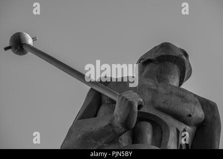 Newcastle, England - August 2, 2018: Modern Sculpture against the sky at Nepia House development at Newcastle Quayside by the River Tyne in landscape  Stock Photo