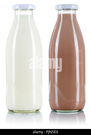 Milk and chocolate drink bottle isolated on a white background Stock Photo