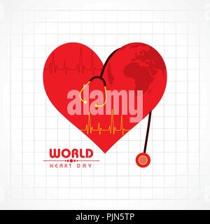 Vector illustration World Heart Day Background on 29 september Stock Vector