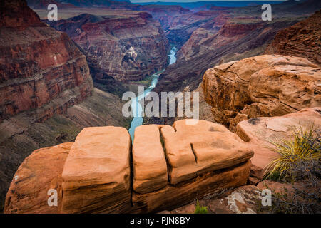 Grand Canyon from Toroweap Point. The Grand Canyon is a steep-sided canyon carved by the Colorado River in the state of Arizona. Stock Photo