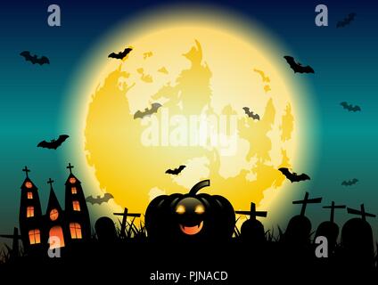 Halloween night concept banner background, stock vector Stock Vector