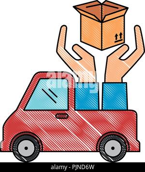 delivery service truck with hands protection Stock Vector
