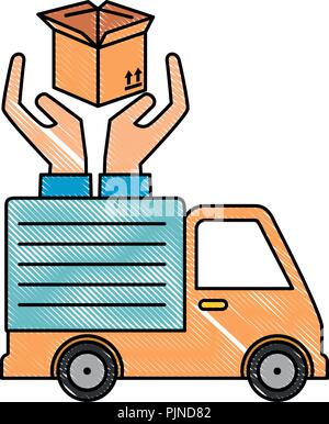 delivery service truck with hands protection Stock Vector